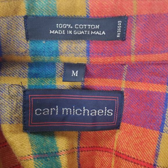Carl Michaels Plaid Flannel Shirt Size M Grunge Checked Red Button Down Top NWT - Picture 4 of 5